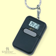 Sprechende Uhr Schlüsselanhänger mit Alarm Uhr mit Sprachausgabe schwarz