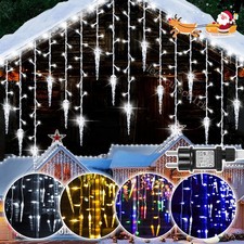 Lichterkette Eisregen LED Außen Innen Eiszapfen Beleuchtung Weihnachtsdeko Strom