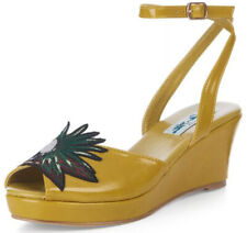 Lulu Hun »SHELBY TROPICAL TOUCAN« Vintage Tukan Peeptoe WEDGES Schuhe Rockabilly