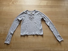 Hollister Langarm-Top Gr. S gestreift Damen weiß schwarz 36 Shirt Oberteil 