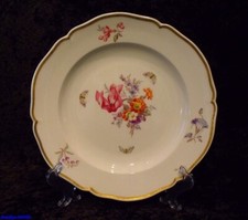 KPM BERLIN TELLER SPEISETELLER DEKOR 36 GLATT MIT GOLDRAND BLUMEN INSEKTEN Ø 25