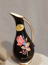 kleine Vase schwarz, Gold Rosendekor  Bavaria Wagner Bayreuth "Braunlage"