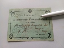 Alte Einladung vom " Militärverein Kameradschaft" in Meeder  ca: 1. WK !!