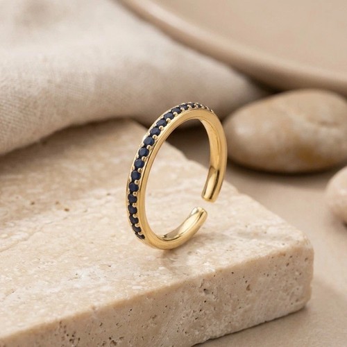 18k gold damen - ring, blau