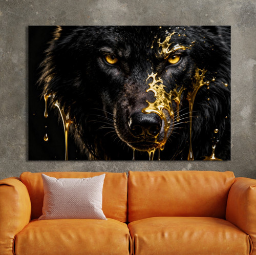 Wütender wolf mit gold tier - gold,,