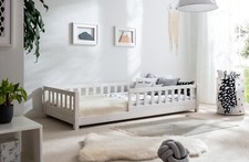 ANGEBOT Bodenbett "Mio" inkl. Rollrost B-WARE Kiefer massiv weiß 90x200 cm