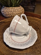 Hübsche Mokka Tasse Espressotasse Eschenbach "La Reine" rosa Punkte