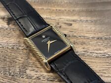 Vintage Raymond Weil Geneve 651 Black Lacquer Dial Tank Handaufzug Uhr vergoldet