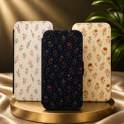 Polka dot floral flip wallet - dot,