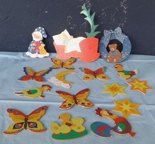 Konv. 16 Laubsäge Holz Figuren ,Sterne,Schmetterlinge,Hühner,Mond,Bettt,Bärchen