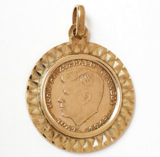 Anhänger 8 Karat 333 Gold Gelbgold John F. Kennedy Medaille Münze 2,54 g Ø 21 mm