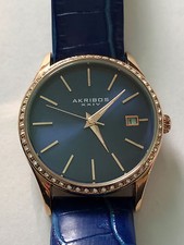 Akribos XXIV Damenuhr AK883 roségold/blau !WIE NEU!