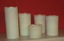 Elambia, QVC, Echtwachskerzen mit Fernbedienung, Timer, 5 er Set, creme