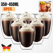 6 Stück Doppelwandgläser Latte Gläser doppelwandig 350ml/450ml Cappuccino Tassen