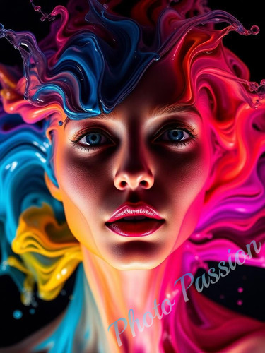 Foto portrait frau neon - foto,