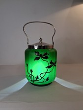 Jugendstiel Glas Keksdose Deckeldose Bonboniere 1900- 1919 Blumendekor Mohnblume