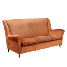 Vintage Sofa aus Rotem Samt 3
