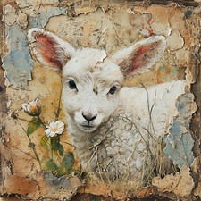 Wandbild Schaf Lamm Vintage