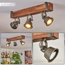 Vintage Decken Lampe Flur Strahler Wohn Schlaf Zimmer Leuchte Holz 3-flammig
