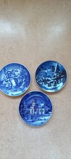 Porzellan Weihnachtsteller 1977,1978  und 1981; Echt Kobalt; D20cm