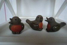  3 Kleine Keramik Figuren Spatzen - Neu