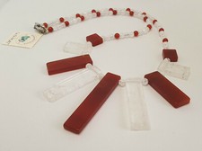 UNIKAT Edelsteine Kette Collier "Cleopatra" Karneol Bergkristall Silberverschlus