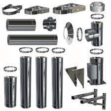 Edelstahl Schornstein Bausatz Konfigurator DW 150 doppelwandig Kamin alle Längen