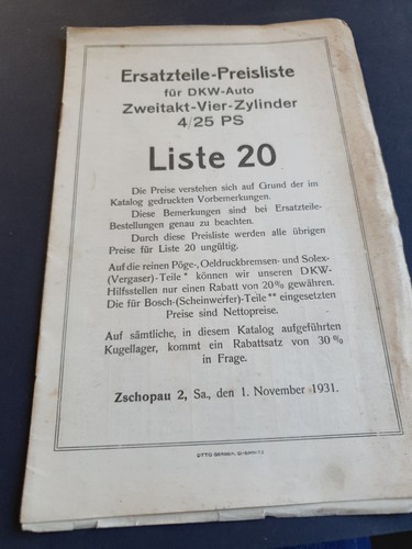 Dkw ersatzteile preisliste - dkw, -preisliste