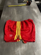 Seltene Adidas Shiny Nylon Sprinter Shorts Vintage Medium Rot Gelb Glanz Fußball