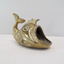 Messing Fisch Aschenbecher 50er Jahre H/L ca.8 x 11 cm Gewicht ca.460g