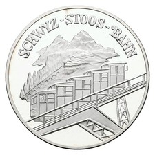 Schweiz Silbermedaille Bergbahn Schwyz-Stoss-Bahn PP- Patina Gewicht: 15g/999