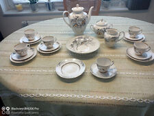 Lomonosov Kobalt Mokka Service Porzellan 22 teilig "Neu"