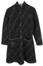 Gudrun Sjoden Mantel Damen Klein Wolle Hoher Kragen Muster Bestickt