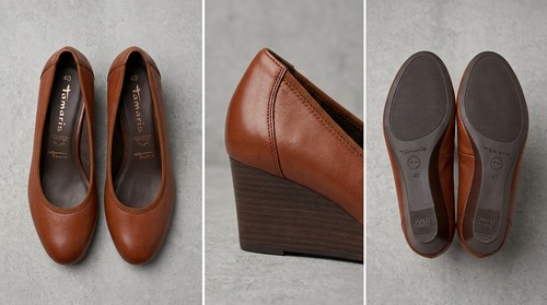 Tamaris keilpumps leder - leder, braun