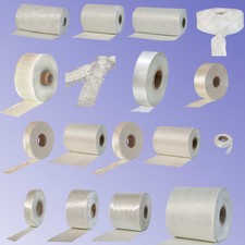 Glasgewebeband, Glasgelegeband, Glasmatteband, Glasgewebe, Glasgelege, Glasmatte