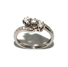 Damen 18ct Weiss Gold Trilogy Stil Ring Set Mit 0.50ct Diamanten UK Größe K 1/2