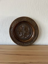 Wandteller Wanddeko Holz Teller geschnitzt Blumen Blätter Dekor