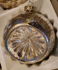 4 Stk große Reflex Kugeln Vintage Weihnachtbaum Schmuck Glaskunst ca. 9,5cm