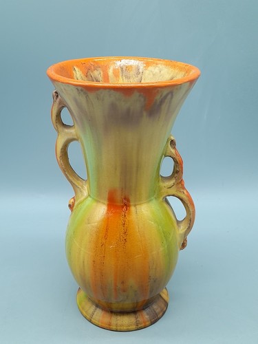 Keramik orange vase art deco - art,