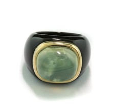 Statement-Ring schwarzer Achat grüner Prehnit 585er Gelbgold Wert 1.400 Euro