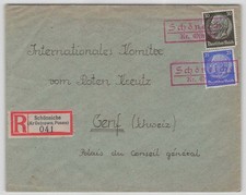 D. Reich 1940 R-Brief aus SCHÖNEICHE Kr. OSTROWO - Schweiz mit Notstempel