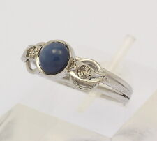 ♦ Ring in 8 kt 8k 333 er Weiß Gold mit Sternsaphir Saphir Safir Diamanten Gr. 51