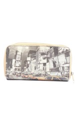 Y NOT? Geldbörse Klein Damen Tasche hellgrau-weiß-hellorange Casual-Look