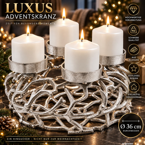 Adventskranz ø36cm silber - adventskranz,
