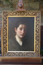 Portrait Junge Frau Mädchen Jugendstil um 1920 Perlenkette vintage