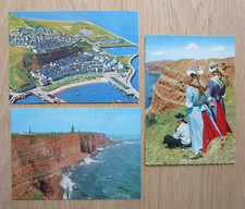 3 alte Ansichtskarten HELGOLAND Luftaufnahme Unter- Oberland Westküste Trachten