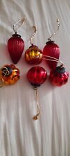 6 Shabby Chic Christbaumschmuck,  gerippte massiv Glas mit Metallkrone