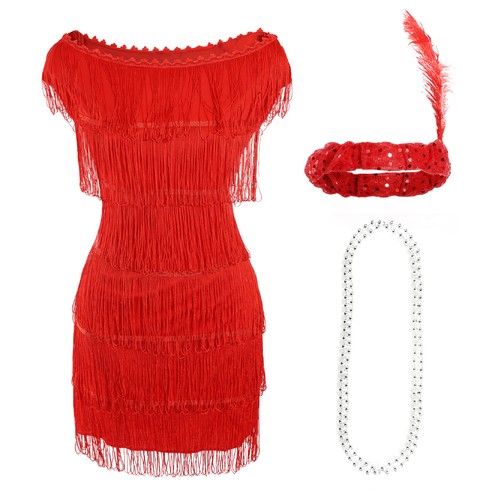 Deluxe rot fransen flapper - deluxe,