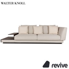 Walter Knoll Grand Suite Stoff Dreisitzer Creme Leder Dunkelbraun Sofa Couch