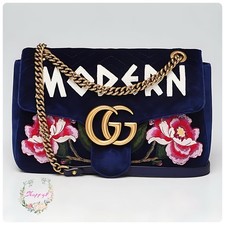 Gucci Blue Quilted Velvet